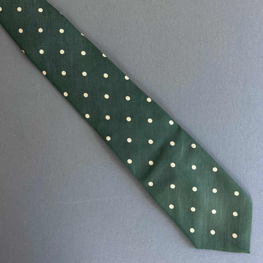 Paul Stuart Mens Silk VTG Tie Forest Green Polka Dot Classic Heritage Preppy - Picture 4 of 9